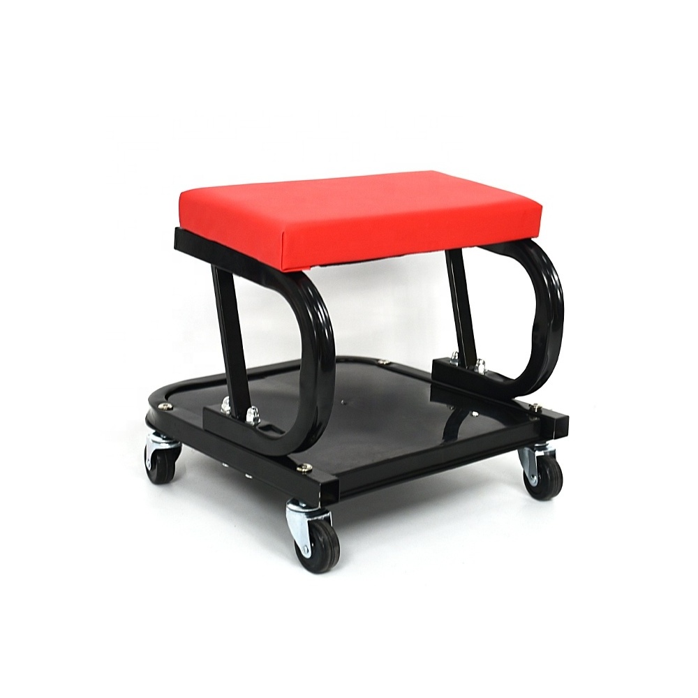 ShineOpen Car Detailing Seat Soft Stool Black Steel Mechanic Car Creeper Seat Tool Cart with Tool Tray and Wheels