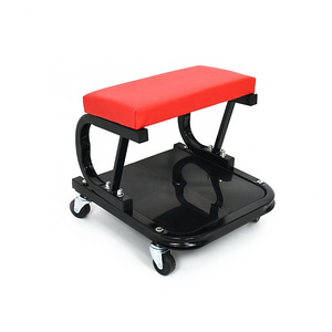 ShineOpen Car Detailing Seat Soft Stool Black Steel Mechanic Car Creeper Seat Tool Cart with Tool Tray and Wheels