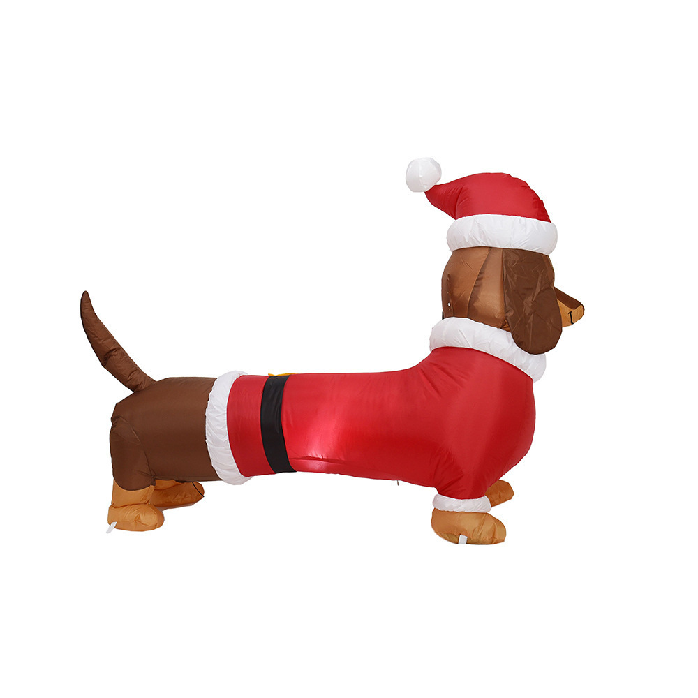 5 FT Length Christmas Inflatables Dachshund Dog Blow Up Yard Decoration Clearance with LED Lights Built in for Holiday Party