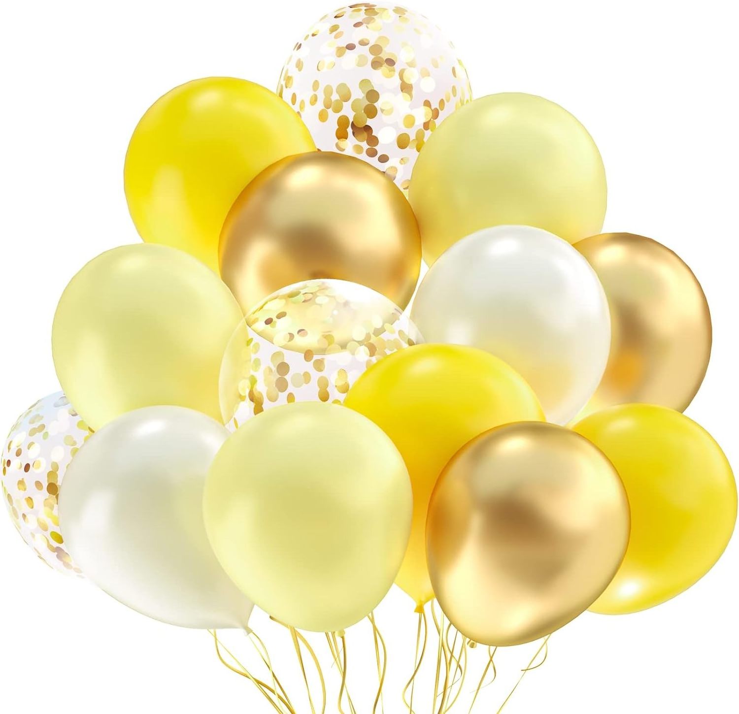 Yellow White Gold Confetti Balloons 12 inch Pastel Yellow Latex Party Balloon Theme Birthday Baby Shower Wedding Decorations