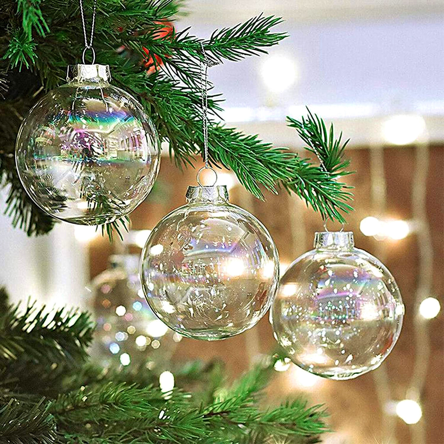 Christmas Transparent Ball Plastic Fillable Bauble Xmas Tree Hanging Ornaments Decoration