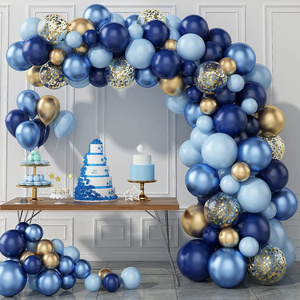 Navy Blue Balloon Garland Arch Kit Metallic Macaron Blue Balloons Gold Confetti and Metallic Gold Balloons Arch Birthday