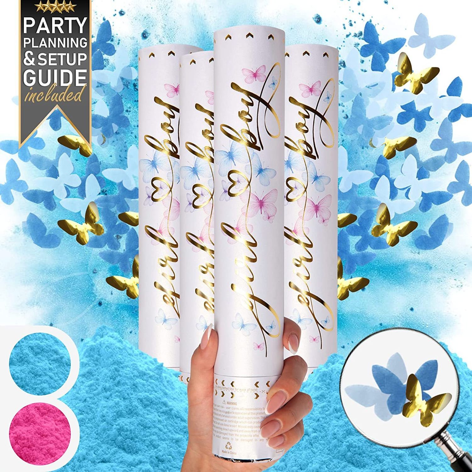 Confetti Launcher Butterfly Confetti Cannon Biodegradable Gender Reveal Confetti Cannon