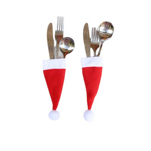 Christmas Santa Hats Xmas Tableware Fork Spoon Knife Storage Bag Party Table Dinner Decoration Supplies