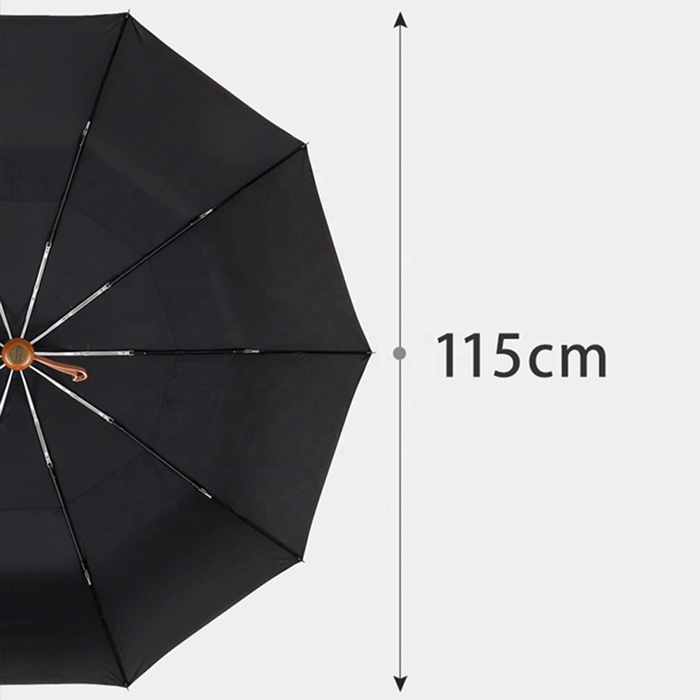 PARACHASE Big Umbrella Men Business Style 115cm Automatic Umbrella Rain Double Layer 10K Windproof Large Golf Umbrellas Wooden