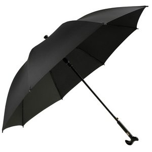 walking stick umbrella crutch cane umbrella straight black waterproof fabric sunshade umbrella