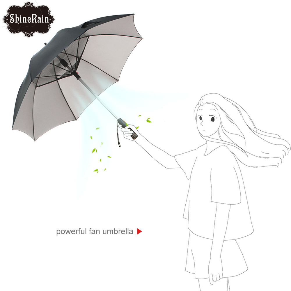 USB charging umbrella with fan air condition cooler special umbrella ombrello material private label for sale