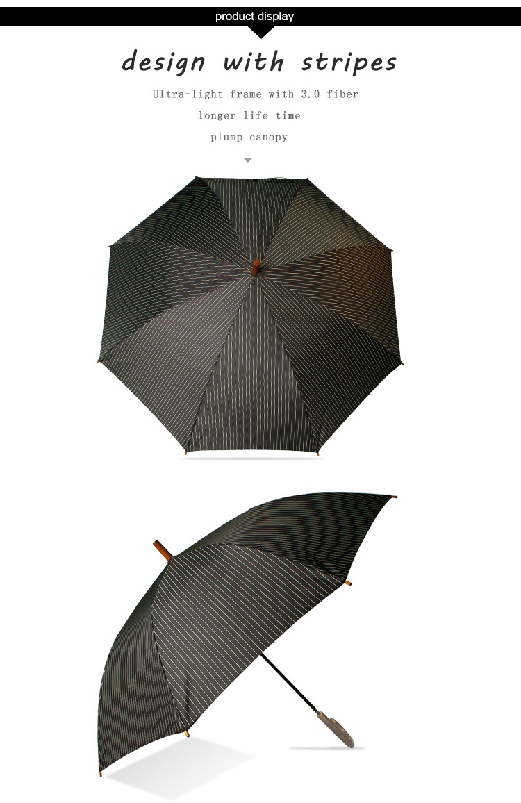 Creative waterproof straight wooden umbrella 8 Ribs Best Selling Wooden J Stick Straight Umbrellas For Sale