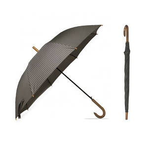 Creative waterproof straight wooden umbrella 8 Ribs Best Selling Wooden J Stick Straight Umbrellas For Sale