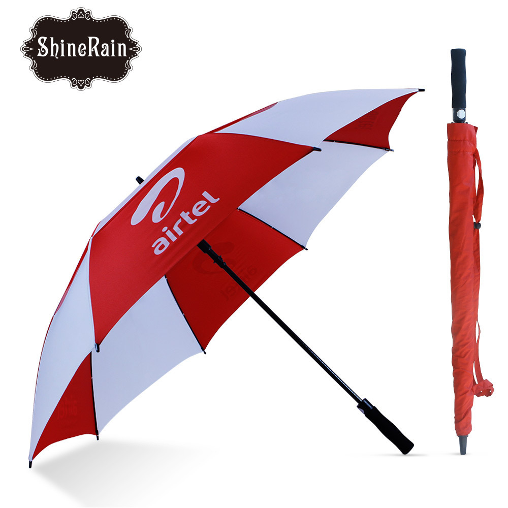 super big 30 inches airtel golf fibre umbrella long straight umbrella double layer golf umbrella with logo printing