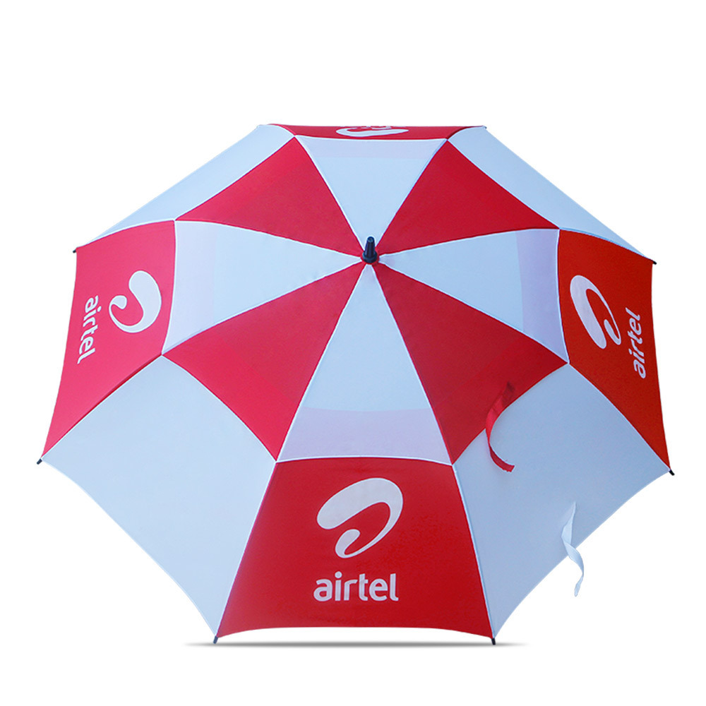 super big 30 inches airtel golf fibre umbrella long straight umbrella double layer golf umbrella with logo printing