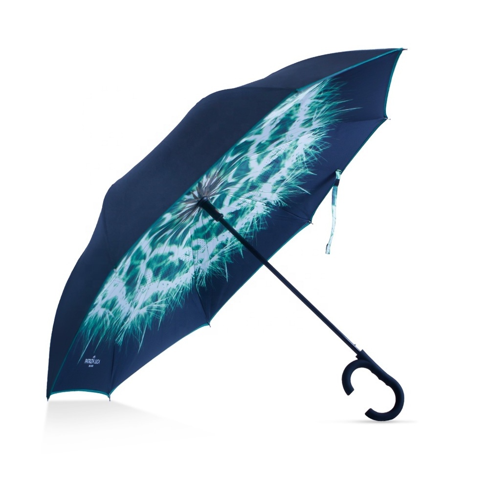 dandelion auto open reverse umbrella custom inverted umbrella full body umbrella for sale digital printing hands free chinese um