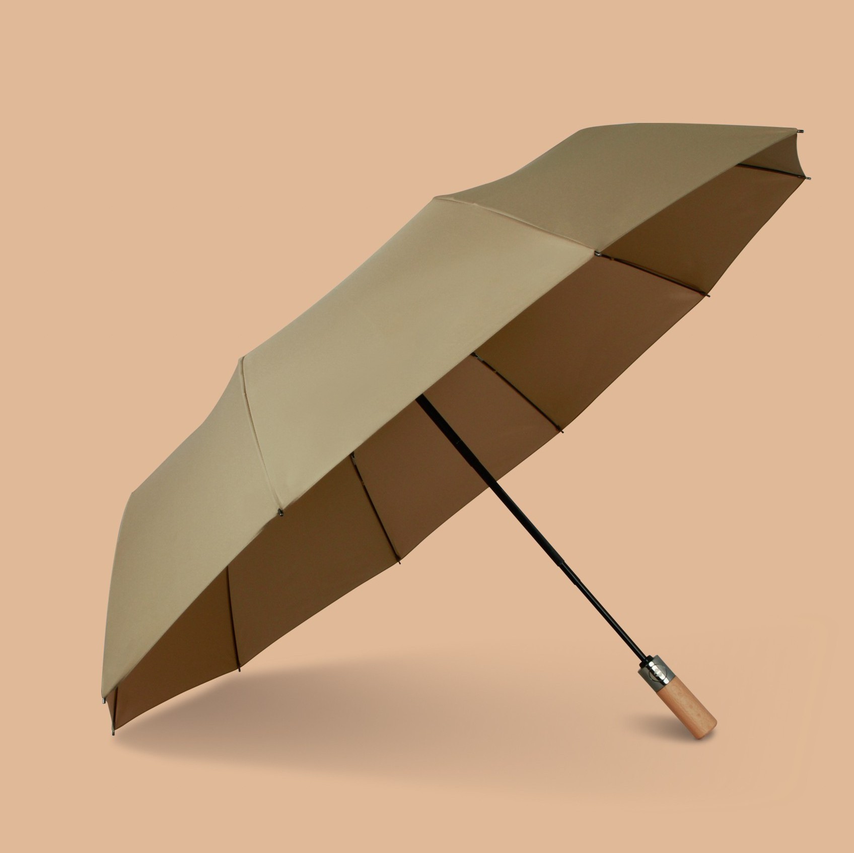 OEM Elegant Japanese 10K  wooden auto open close handle umbrella for waterproof rainproof Restoring ancient ways wooden umbrella