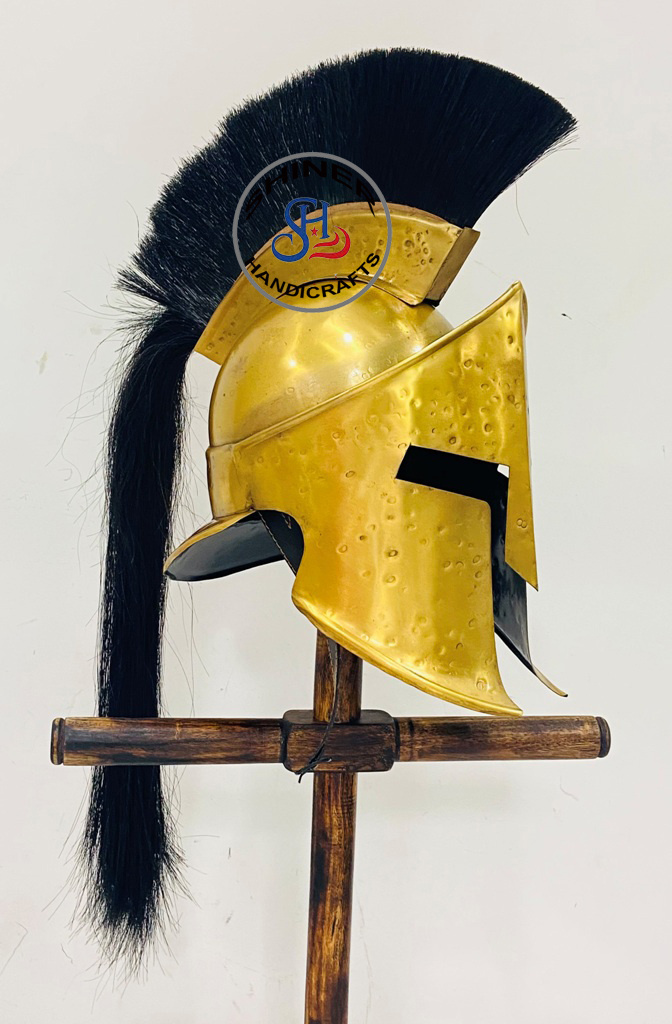 Armor 300 Spartan Medieval Helmet with black Plume Helmet antique Brass Finish  Halloween Role Play unique Gift