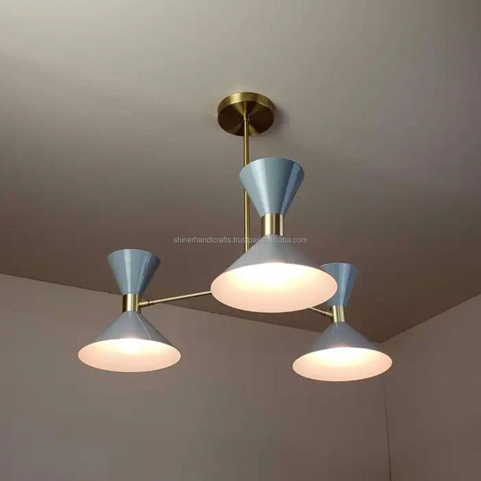 Beautiful 3 Arms 6 Lights Modern Sputnik Chandelier Mid Century Stilnovo Design Ceiling LIght Bedroom & Office Hanging Lamp