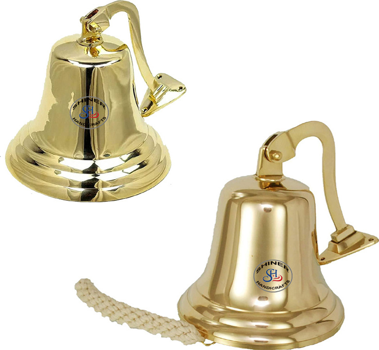 Solid Brass Wall Hanging Bell for Home Temple Marine Boat Wall & Outdoor Bell Brass 4 Inch Home Indoor Outdoor Decorative Bell