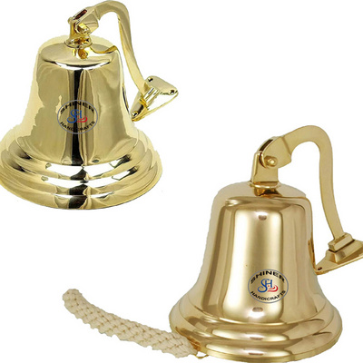 Solid Brass Wall Hanging Bell for Home Temple Marine Boat Wall & Outdoor Bell Brass 4 Inch Home Indoor Outdoor Decorative Bell