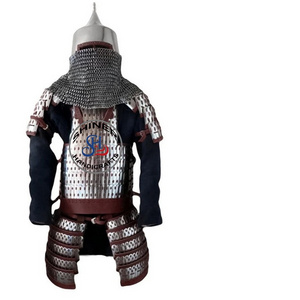 Medieval Japanese Samurai Half Costume With Viking Helmet Fully Wearable Helmet Warrior leather Steel Costume