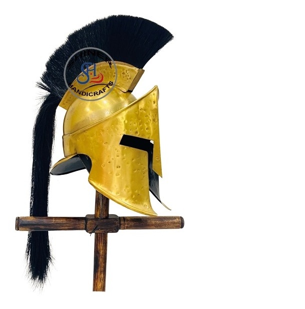 Armor 300 Spartan Medieval Helmet with black Plume Helmet antique Brass Finish  Halloween Role Play unique Gift