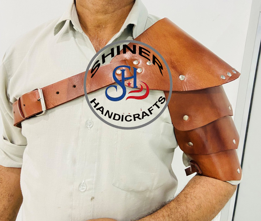 Medieval Warrior Leather Armor Sentinel Shoulder with Rib Guard Cosplay Brown Leather Single Shoulder  Knight Pauldrons  Pirate