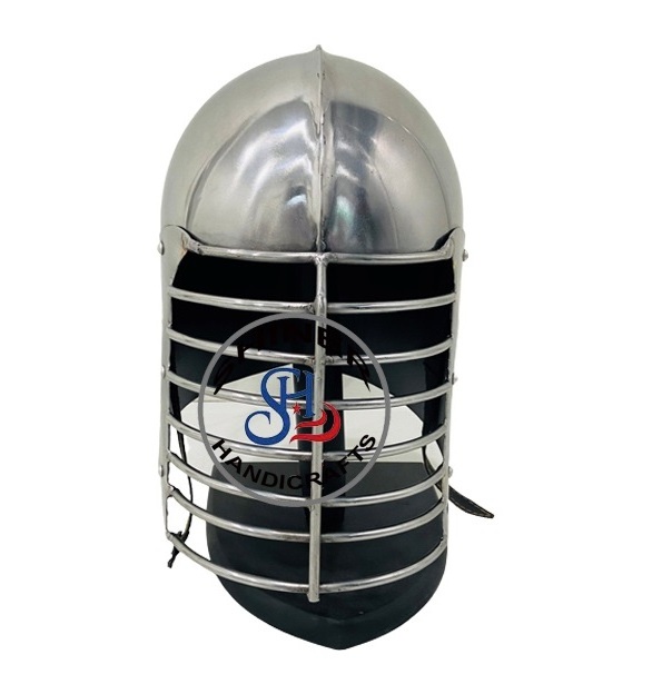 Armor Samurai Helmet Halloween Handcrafted Wearable with Black Wooden Stand Silver Polished  New Design Medieval Helmet Costume