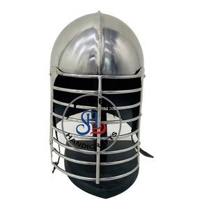 Armor Samurai Helmet Halloween Handcrafted Wearable with Black Wooden Stand Silver Polished  New Design Medieval Helmet Costume