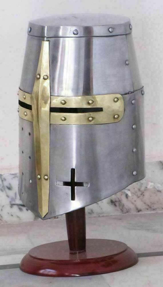 Medieval Knight Armor Crusader Helmet Collectible Templar Crusader Greek Spartan Silver Finish Christmas Gift