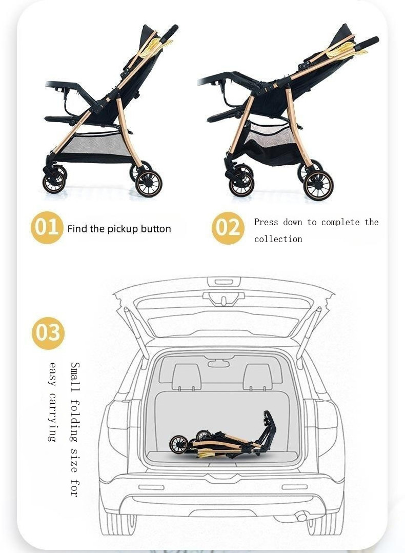 Baby fond folding One-piece cast aluminum frame stroller snack tray baby stroller travel system baby stroller