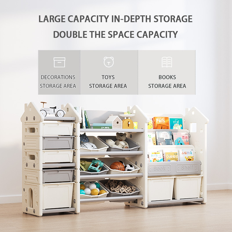 Hot sale Castle shape Kids Toy Shelf Children Plastic Toy Storage cabinet Bookshelf Set Storage Shelf