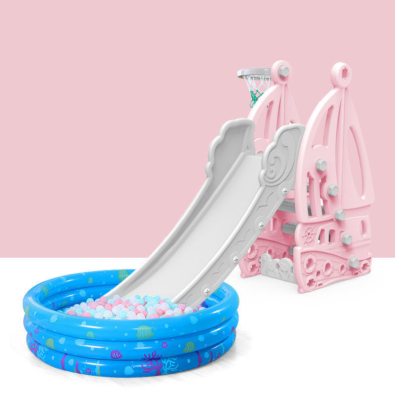 Updated Kids Indoor Playground Toddler 3 in 1 Plastic Slide and Swing with Ocean Ball Pool