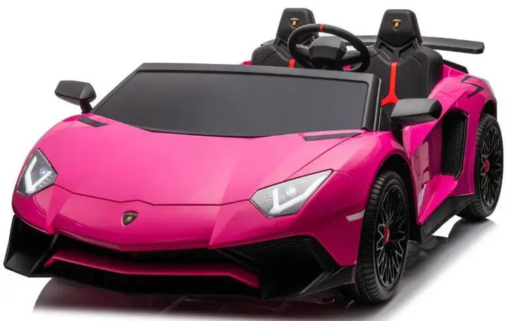 pink 24v lamborghini Aventador SV toy car with rubber tires car