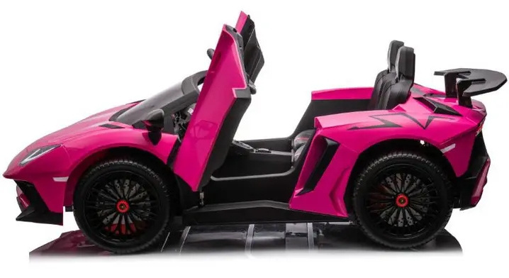 pink 24v lamborghini Aventador SV toy car with rubber tires car