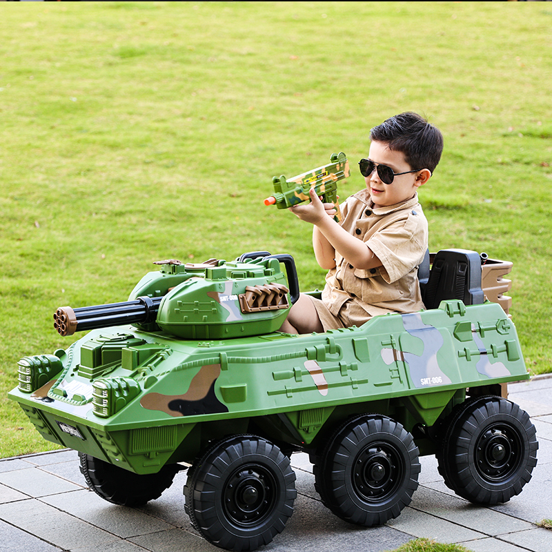 2022 Wholesale high quality ride on car kids electric toy tank riding toy electric tank 12V 6X6 wheels