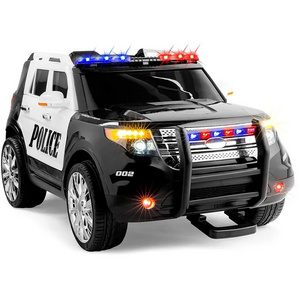 Battery toys new police electric Kids 12V electric police ride on car  black children car