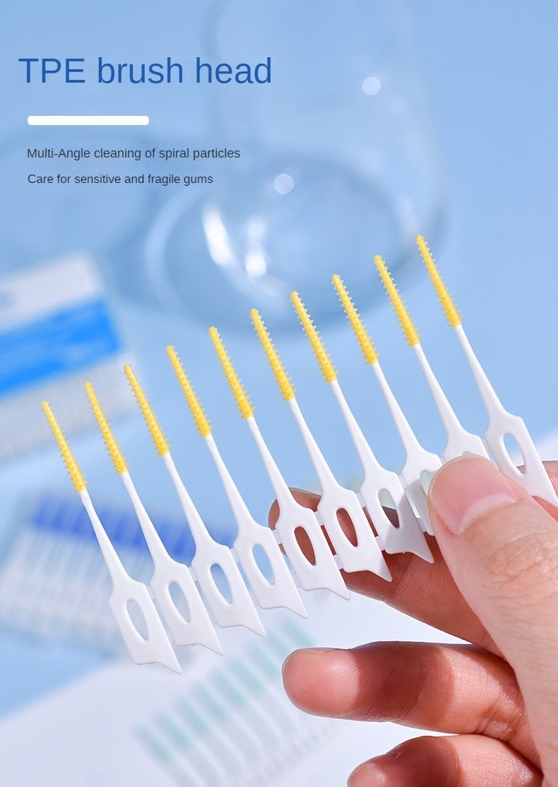 custom logo Soft silicone toothpicks 200 pcs box I shaped Ended Rubber denture orthodontic interproximal interdental brush