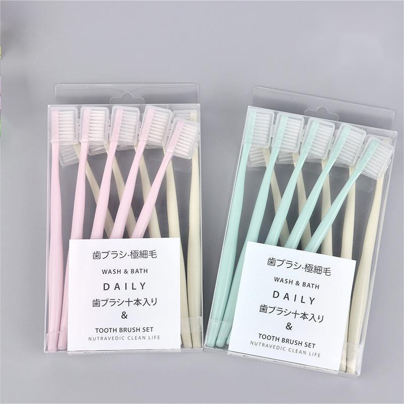 Wholesale 10pcs set pack Japanese Macaron Adult disposable soft bristles Travel hotel home manual toothbrush