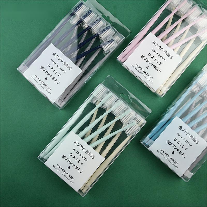 Wholesale 10pcs set pack Japanese Macaron Adult disposable soft bristles Travel hotel home manual toothbrush