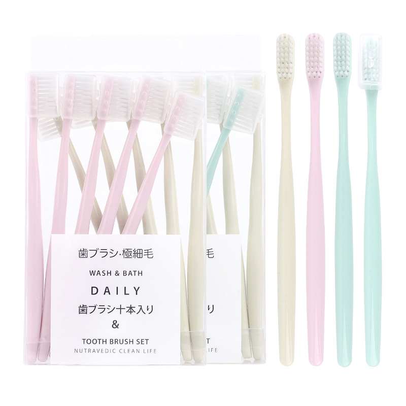 Wholesale 10pcs set pack Japanese Macaron Adult disposable soft bristles Travel hotel home manual toothbrush