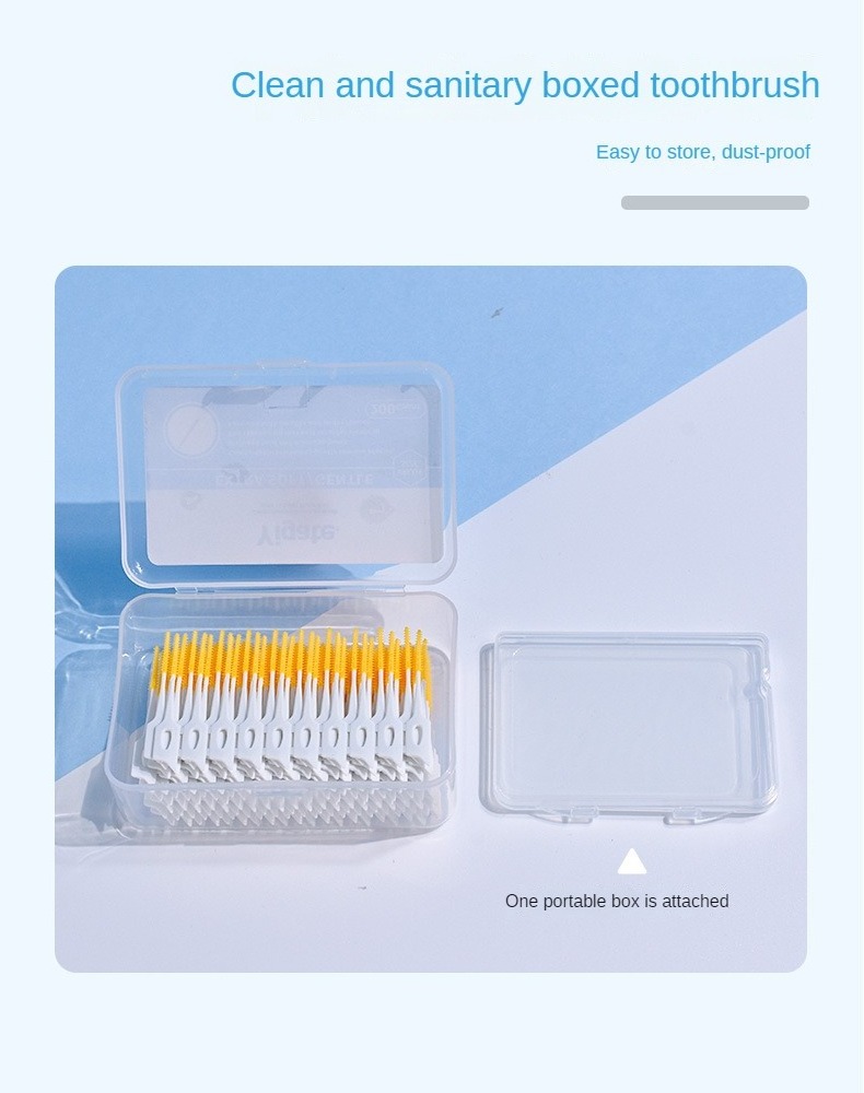 custom logo Soft silicone toothpicks 200 pcs box I shaped Ended Rubber denture orthodontic interproximal interdental brush