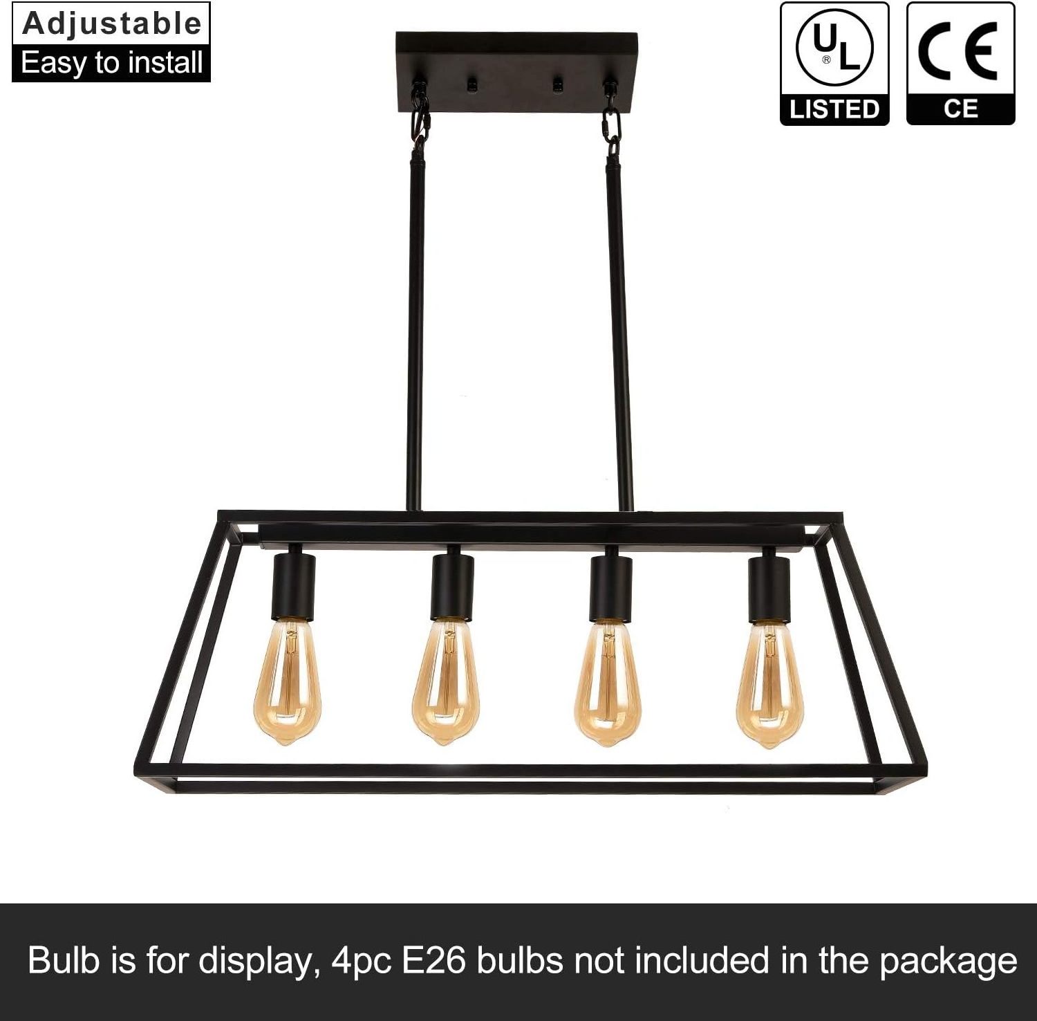 Wholesale Metal Pendant 4-Socket For Indoor Living Dining Room Office Industrial Black Chandelier