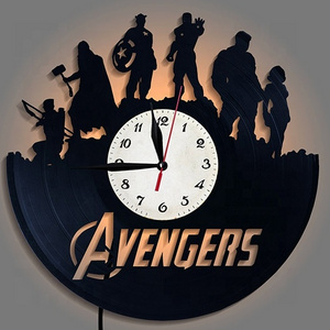 Vinyl Record LED Wall Clock With Remote Control Super Heroes Clock Wall Watch Home Decor Mario Anime Clock Gift For Christmas