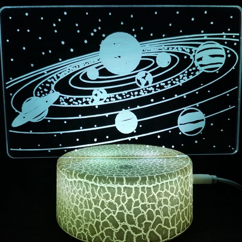 Solar System 3D Optical Illusion Lamp Universe Space Night Light for Kids Boys and Girls Birthdays or Holidays Night Lamp