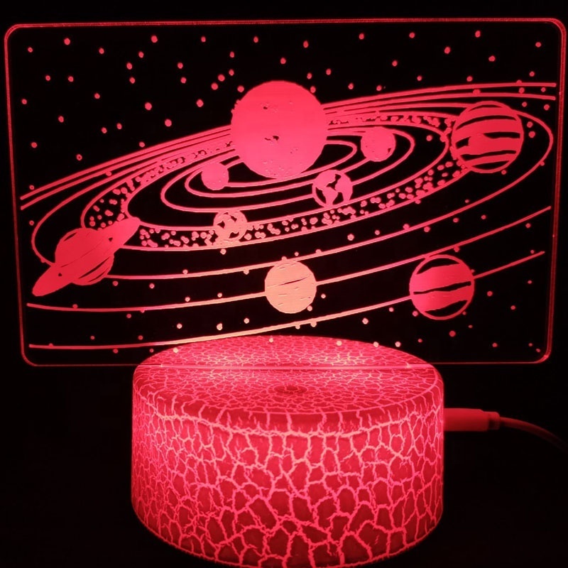 Solar System 3D Optical Illusion Lamp Universe Space Night Light for Kids Boys and Girls Birthdays or Holidays Night Lamp