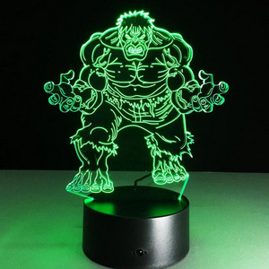 Marvel Movie Super Hero Image 3D Night Light Home Decoration LED 7 Colors Light Cool Bedside Lamp Touch Remote Control