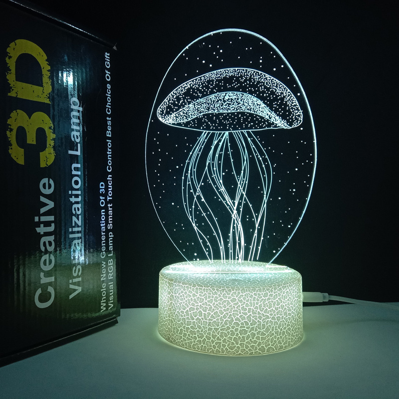 Fantasy Beautiful Jellyfish Night Light Water Bubble Night Lamp for Kids LED 40 3d Illusion Led Night Light Girl 15th DC 6V 95