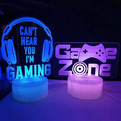 Custom Designs Accept 3D Illusion Game Series Night Light 7 Color Changing 3D Gamer Decor Lamp Crack Base Christmas Unique Gifts