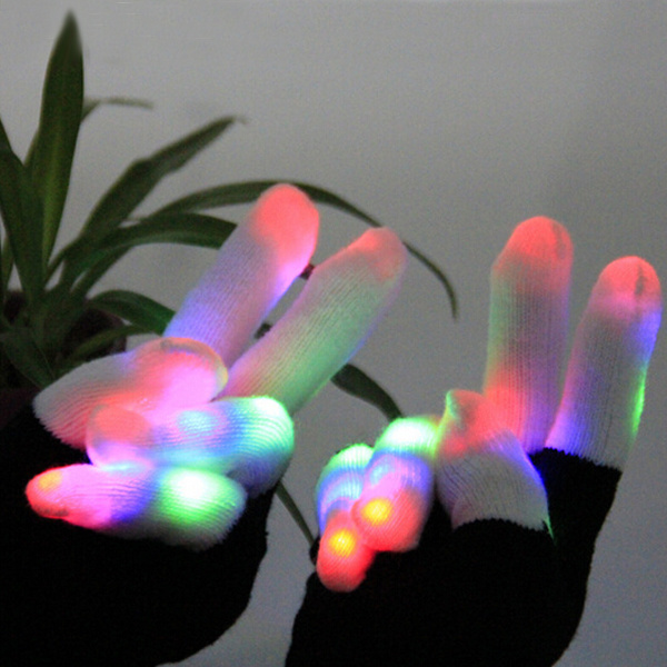 High quality lighting glow gloves halloween,flashing finger lighting gloves Christmas Gifts dance led light up skeleton gloves