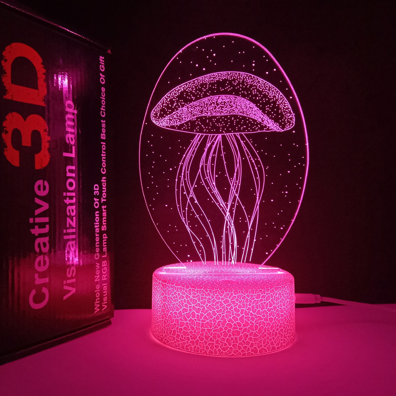 Fantasy Beautiful Jellyfish Night Light Water Bubble Night Lamp for Kids LED 40 3d Illusion Led Night Light Girl 15th DC 6V 95