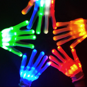 High quality lighting glow gloves halloween,flashing finger lighting gloves Christmas Gifts dance led light up skeleton gloves