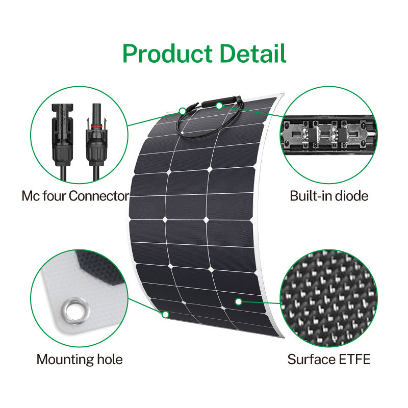 ETFE Sunpower Solar Panel 300W 250W 200W 100W 400W 18V 24V 120W Flexible Solar Panel For Boats